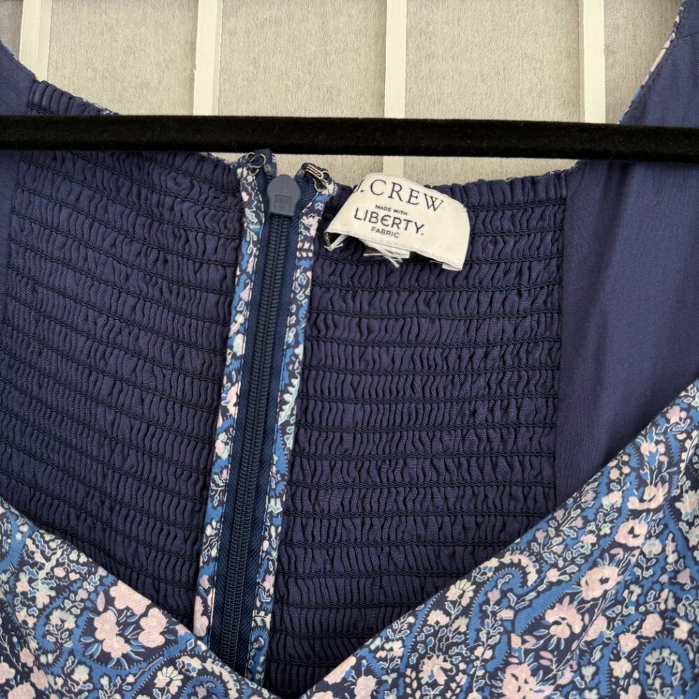 J. Crew Navy Blue Paisley Mini Dress with Pink Detail - Picture 11 of 12